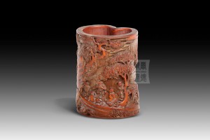 BH-019 竹雕筆筒 - “漁民樂居”