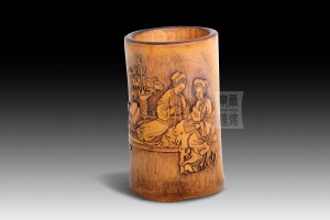 BH-021 竹雕筆筒 -  “雀臺賦好”