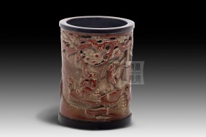 BH-035 竹雕筆筒 - “釣魚樂”