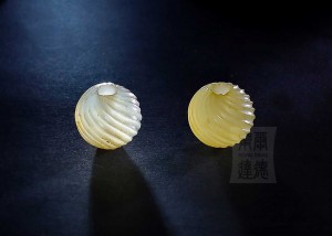 W.S-043  螺旋紋玉珠子（一對）
